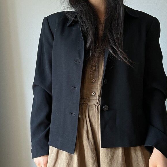 Linda Allard Ellen Tracy Blazer Sz‎ 12 Black Evening Suit Jacket work formal - Picture 3 of 7